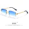 Occhiali da Sole HBK Senza Montatura Quadrati Donna Retro Metallo Occhiali da Sole Uomo Lusso Festa Business Lenti Sfumate Stile Estate 2024