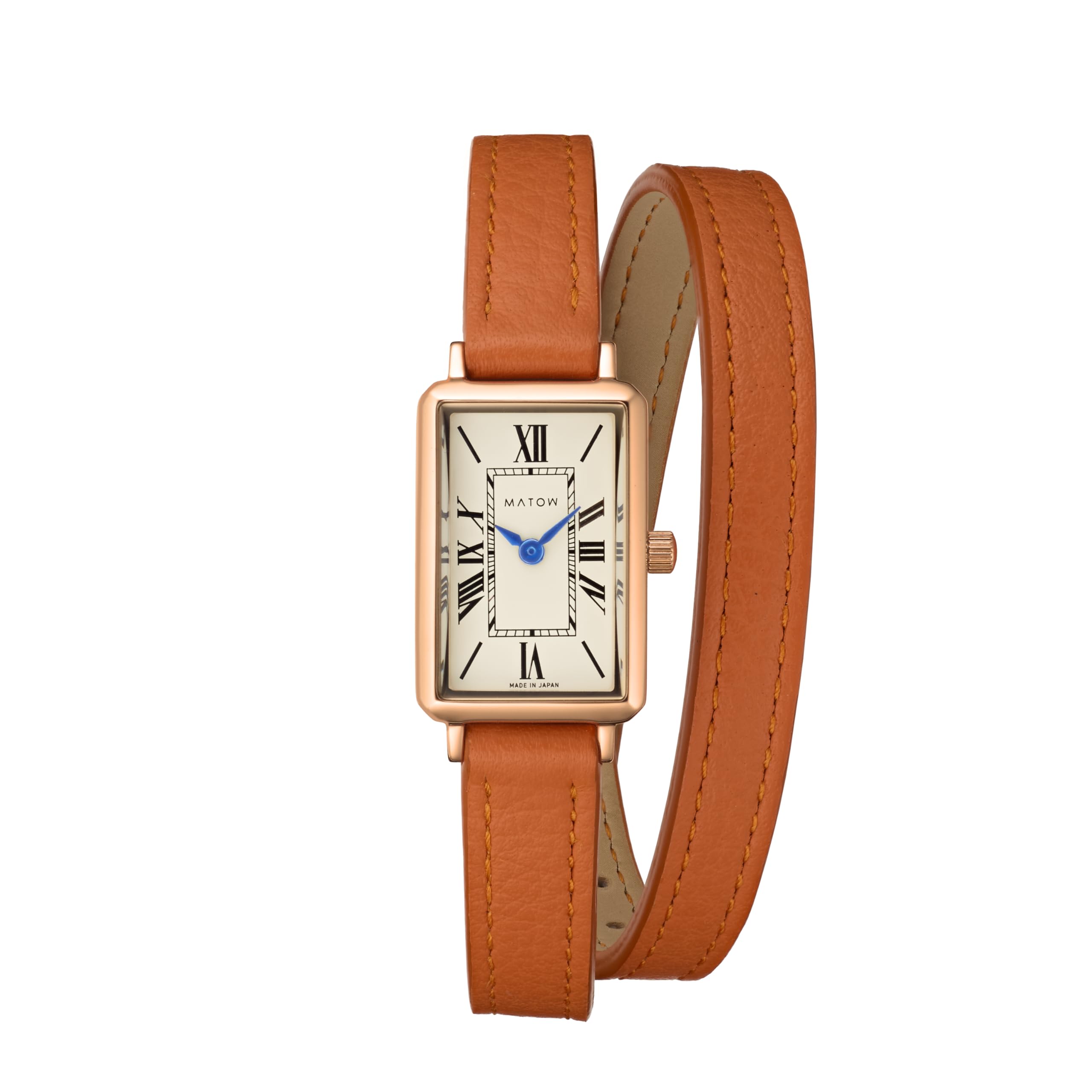 

Authorized Distributor [MATOW] Matou Watch Watch Ladies Moon Flower Square Rose Gold Cream Double Turn Orange Leather MW003007