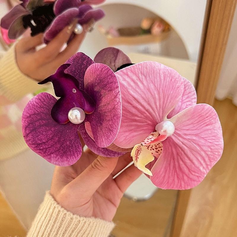 Süße Phalaenopsis-Blumen-Haarnadel 2024 Mode Blumenperlen Haarspange Weiblicher Kopfschmuck Einzigartige Haarspangen für Frauen