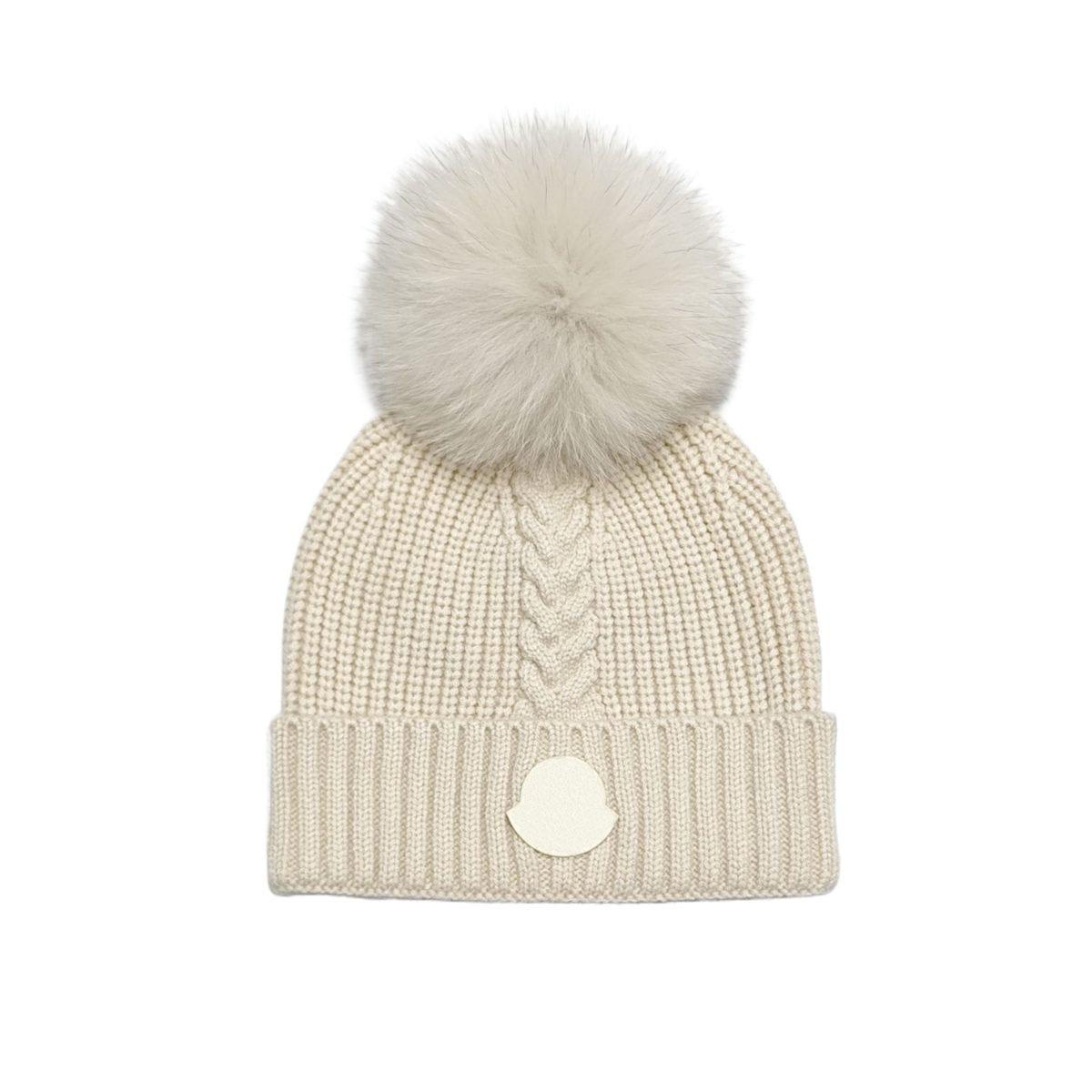 

Warm Knitted Ball Hat for Children with Real Fur Twist Knitting Style Winter Cap without Ear Flaps Fresh Sweet Style Average size 2-5 years old абрикосовий