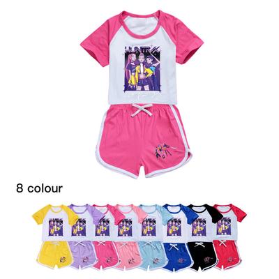 5022 Kids Girls POP Rumi Zoey Mira Print T-shirt Shorts Sport Tracksuit Clothes Set