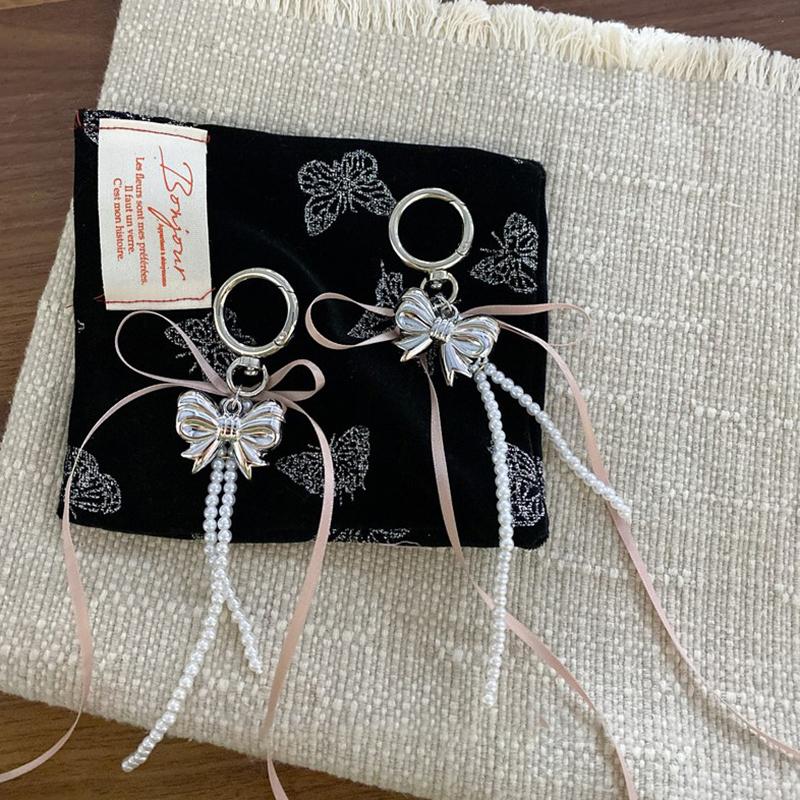 

Лента бант жемчужные бусины сердце брелок для женщин сладкий шарм эстетичные девушки сумка кулон аксессуары подарки as the picture