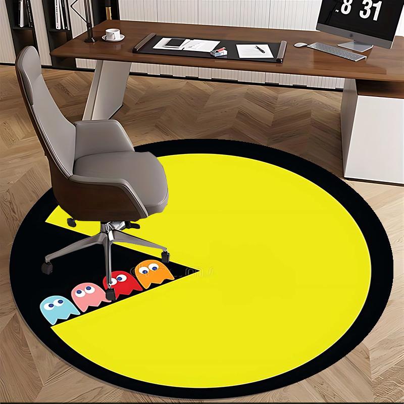 Pac Man,Ghosts Chair mat Round Rug Office carpet, Machine Washable, Non slip, Suitable for Living Rooms, Bedrooms
