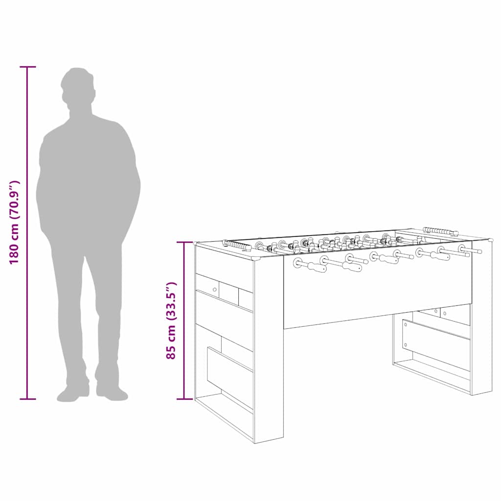 Table Football Table Black Oak 146.5 x 74 x 85 cm