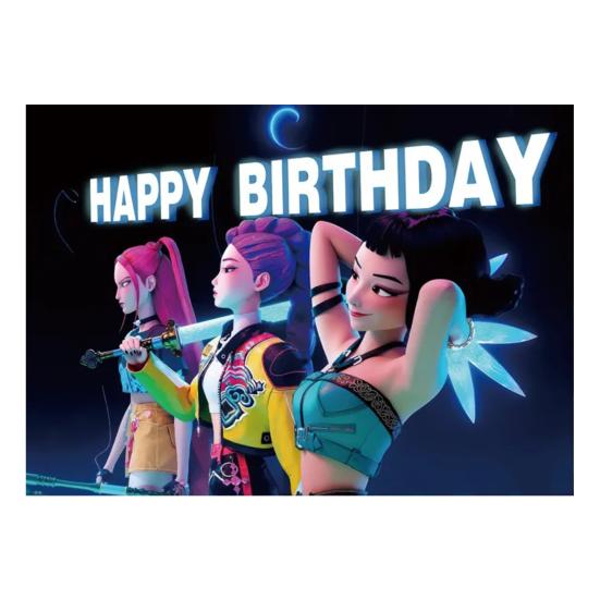 Yousheng Background Cloth Demon Movie Hunters Happy Birthday Banner Backdrop Hanging Cloth Decoration Kids Party Supplies