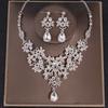 Fashion Crystal Tiaras Crowns Bride Wedding Jewelry Set Rhinestone Crown Necklace Earring For Women Accessories Diadem Headdress