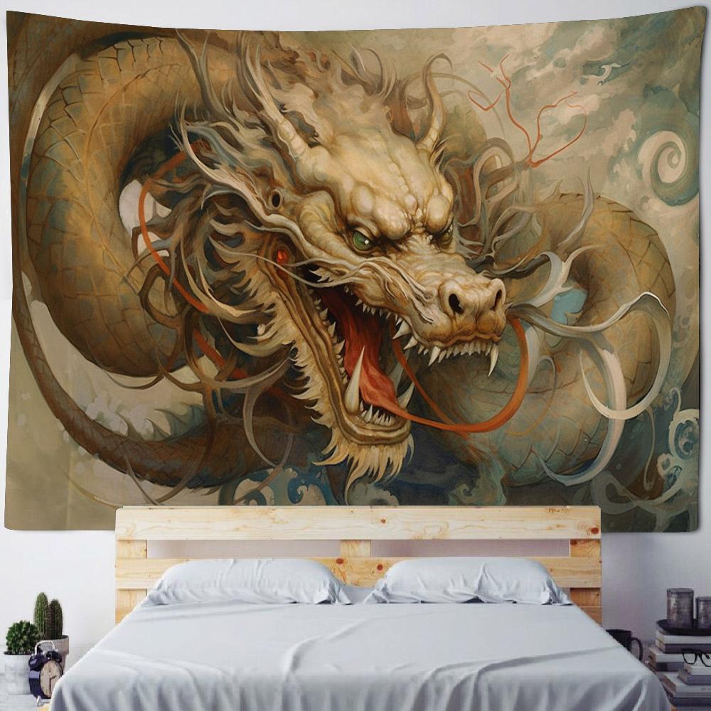 Mythical Legend Dragon Art Tapestry Office Living Room Bedroom Decoration Sofa Background Wall Cartoon Wall Hanging Cloth
