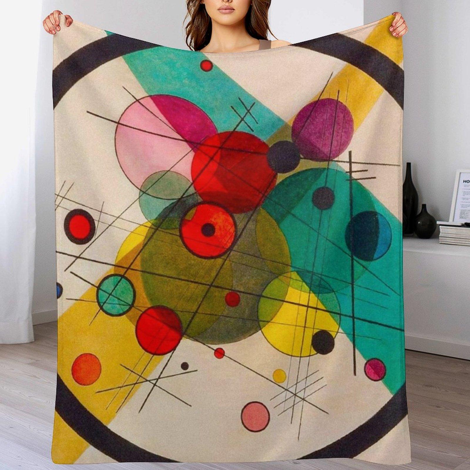 

KANDINSKY HD Circles in a Circle Art Throw Blanket Flannel Fleece Soft Warm Throw Blanket 102x76cm(40x30in)