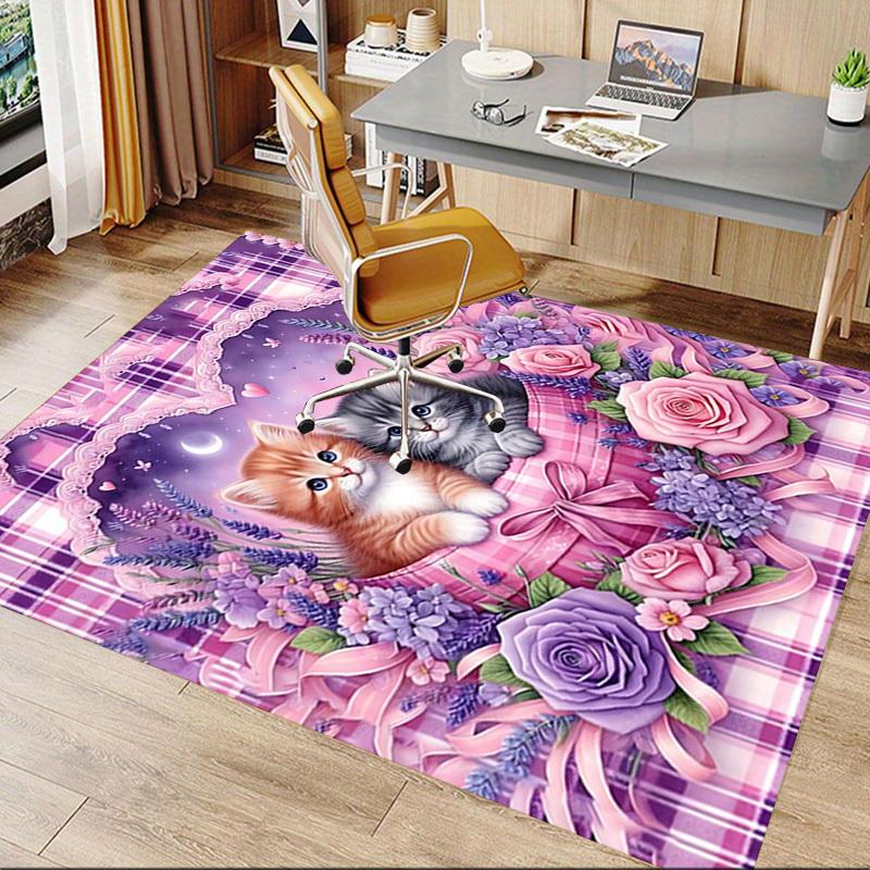 1PC Kittens Flowers Extra Large Non-Slip Floor Carpet, Office, Family, Bedroom, Studio - Large Area Rug Indoor Rugs, Vibrant Colors-A240