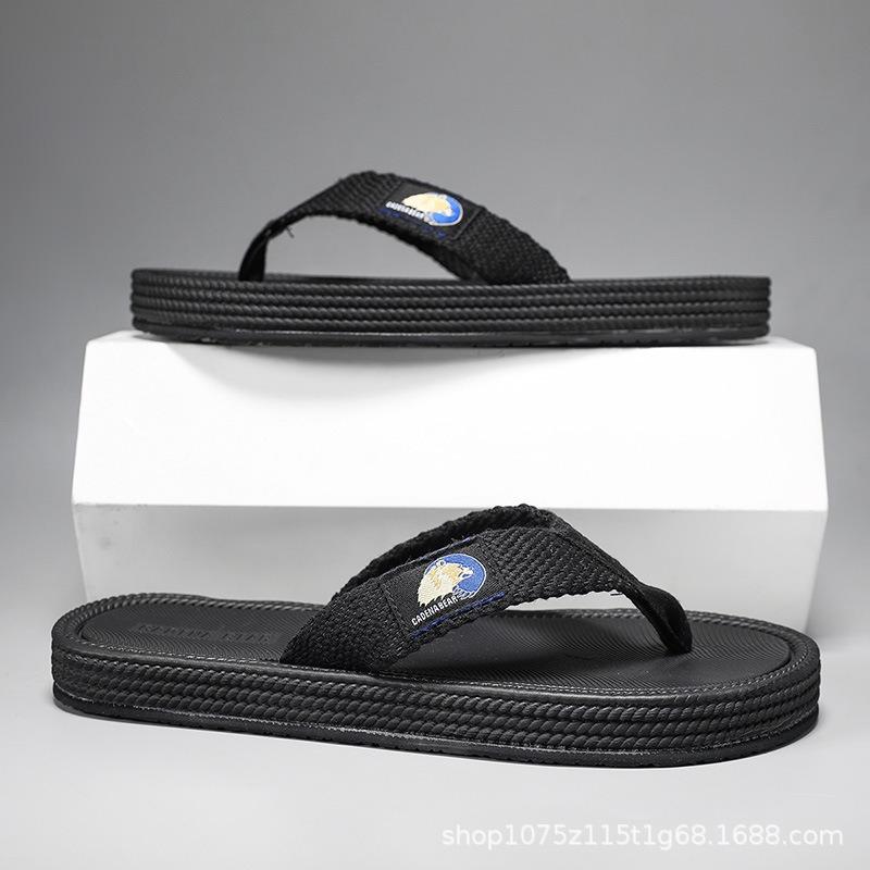 Summer Men's Flip-flops Webbing Pinch Feet Men's Outdoor Non-slip Wear-resistant Thick-bottomed Cool Slippers for Durable Wear