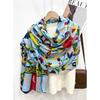 Spring and Autumn Flower Printed Cotton and Linen Long Scarf Women's Versatile Matching Commuter Decorative Belt Scarf