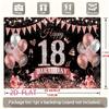 2D Elegant Black Rose Gold 18th Happy Birthday Photography Backdrop