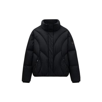 Training Series Solid Color Zipper Stand Collar Long Sleeve Down Jacket Women Outerwear Basic-Black 962347906-4