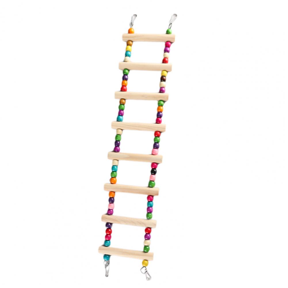 Bird Ladder Colorful Beads Swing Combination Bird Toy Parrots Chewing Training Toy Pet Bird Hanging Hammock Bird Climbing Ladder
