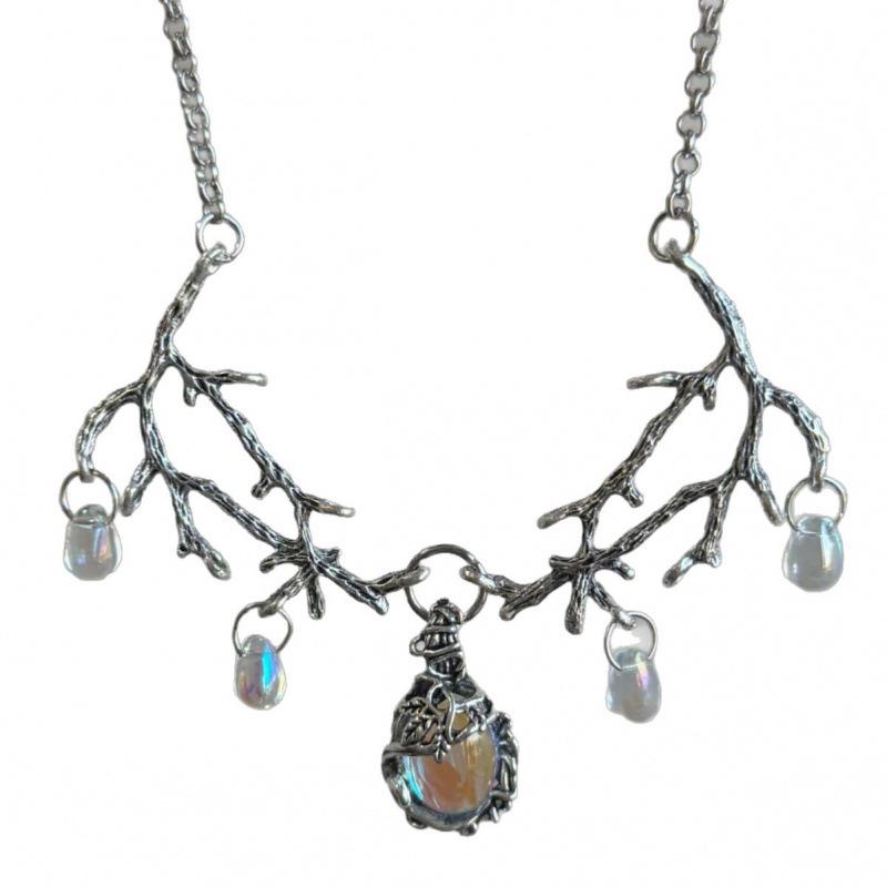 Gothic Iridescent Moonstone Pendant Necklace - Witch Jewelry Original