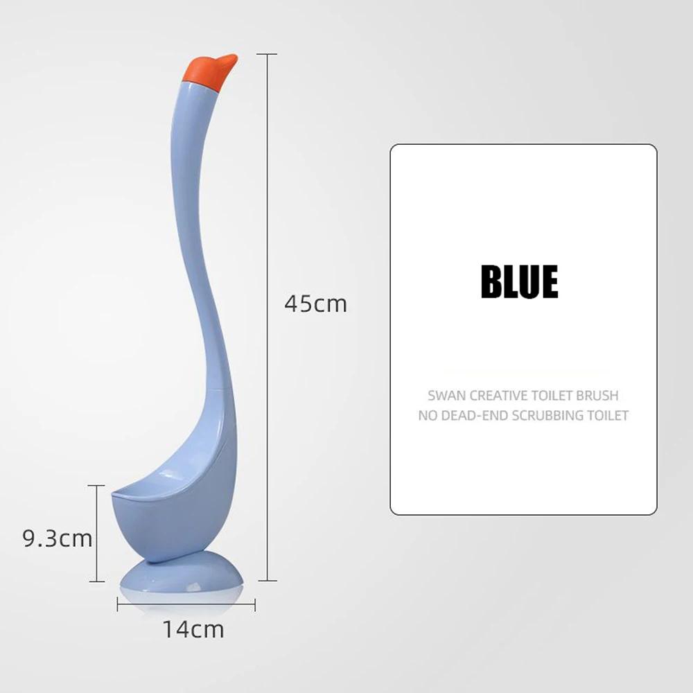 

Набор ершиков для унитаза и вантуза в форме лебедя с изогнутой ручкой, мягкой густой щетиной, чистящие средства для унитаза, аксессуары для уборки ванной комнаты синий