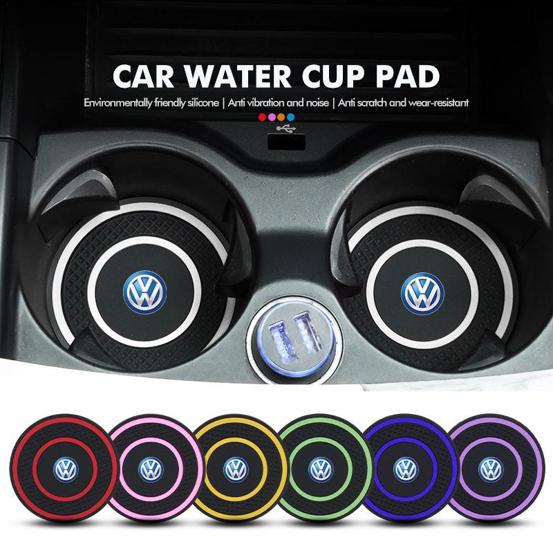 2PCS Car Coaster Water Cup Bottle Holder Anti-slip Pad Mat For Volkswagen VW Scirocco Jetta Beetle Golf 4 5 6 Passat Polo B5KD2
