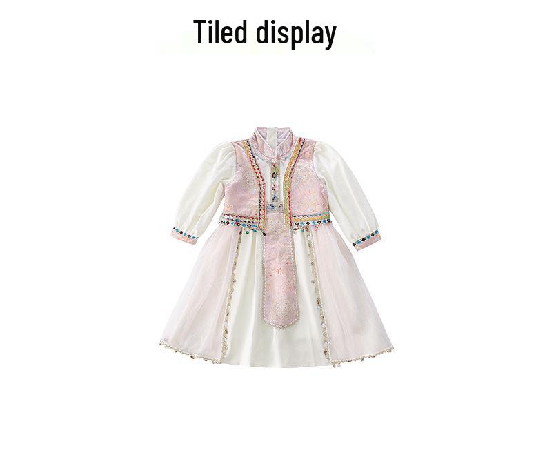 Girls' Spring & Autumn 2025 Ethnic Style Princess Dress