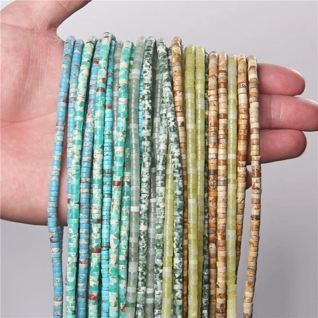 1 Strand 4x2mm Natural Gemstone Beads Heishi Beads,Loose Flat Round Undyed Cylinder Flat Spacer Stone Beads for Bracelet Earrings Jewelry Making,Red