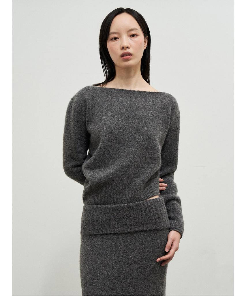 Anggae Llama Blend Asymmetric Pullover Gray