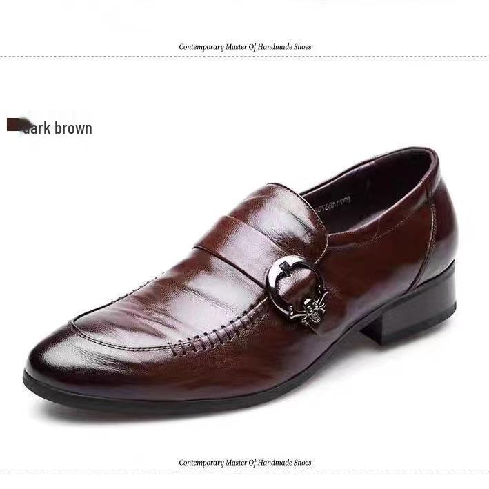 

2025 Spring/Autumn Men s Trendy Slip-on Leather Shoes - Business Formal & Casual Versatile Footwear 39 коричневый