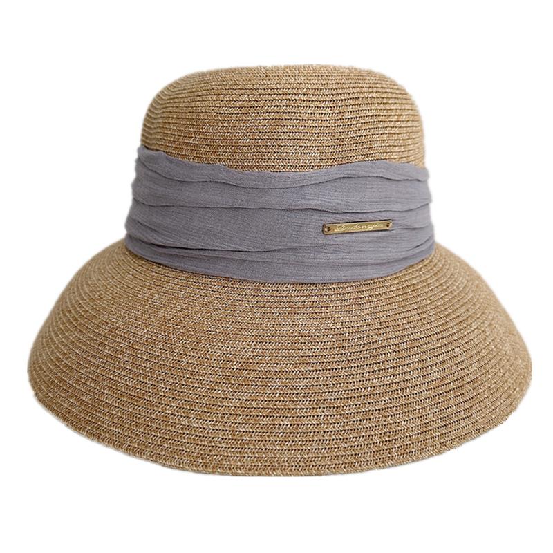 Hat Women's Summer Sunscreen Sun Hat Fisherman Straw Hat Bowler Hat Seaside Beach Hat Travel Breathable