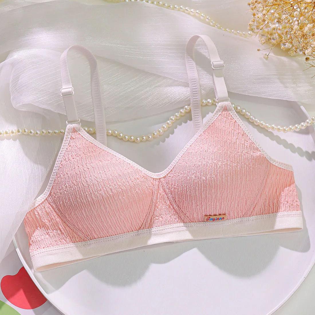 

Бюстгальтеры для девочек, тонкие бюстгальтеры Push Up, беспроводное нижнее белье для женщин, удобное мягкое женское белье 38/85AB розовый