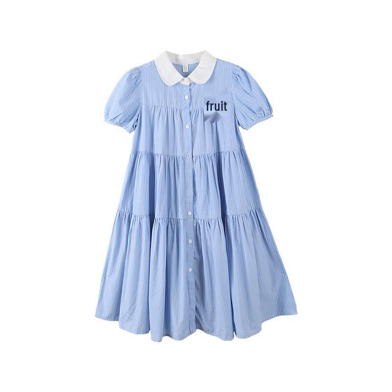 Girls' Summer Academy Style Puff Sleeve Dress