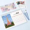2026 Desk Calendar Water-Resistant Multipurpose Monthly Desk Calendar with Pre-Printed Canvas Paints DIY Art Supplies