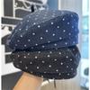 Women S Vintage Polka Dot Beret Hat Large Size Fashionable Painter Cap