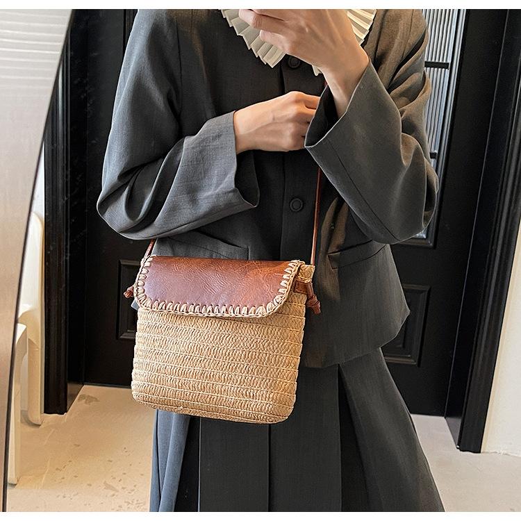 Straw bag new beach woven shoulder bag simple leisure bag vacation travel shoulder bag tide