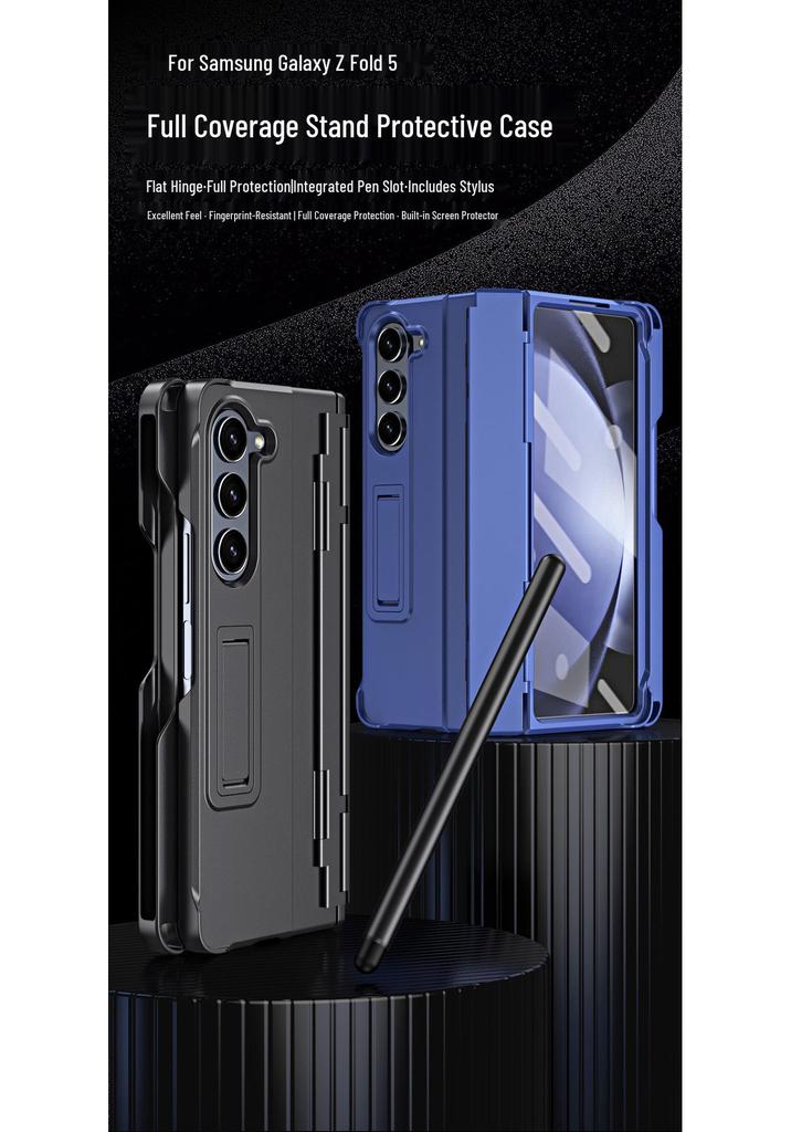 Compatible Samsung Z Fold 8 Protective Case with Film, Pen Holder, and Full Hinge Coverage