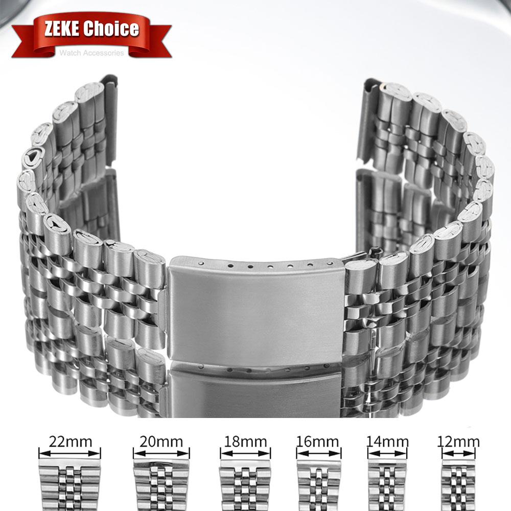 12/14/16/18/20/22mm Stainless Steel Watch Strap Sports Waterproof Metal Watch Band Men Business Universal Replacement Bracelet