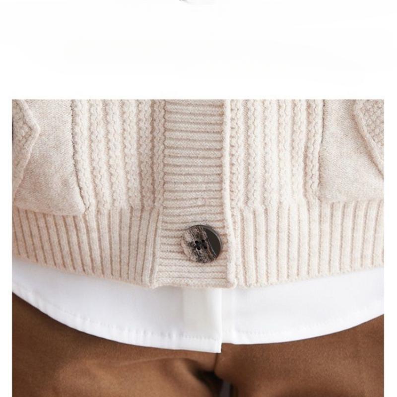 Knitted V-neck Vest Cardigan Women's Spring and Autumn Loose Jacket Sleeveless Pocket Vest Top