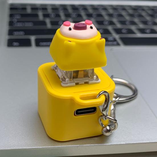 2Pcs Pig Keyboard Fidget Toy with Sound Light Stress Anxiety Relief Rechargeable Frog Keyboard Clicker Keychain Decompression Button Sensory Toy