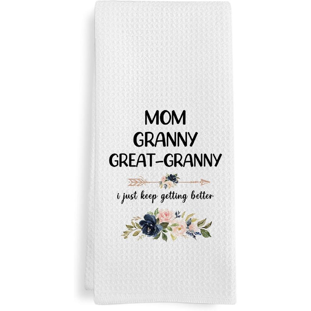 Great Grammy Floral Gifts Kitchen Towels, Grammy Dish Towels, Mom Gifts for Mothers Day Birthday, Grandma Decorative Hand Towel Tea Towel for