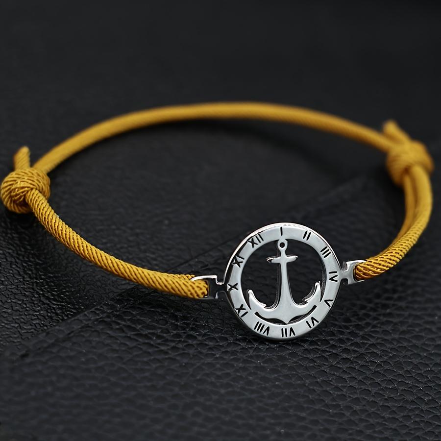 Adjustable Bracelet Easy Woven Wristband 304L 304L Stainless Steel Style Nautical Anchor Bracelet Men'S Beach Vacation Casual Arm Jewelry