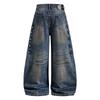 American Baggy Streetwear Jeans 2026 Retro Distressed Wide Leg Denim Pants Men Women