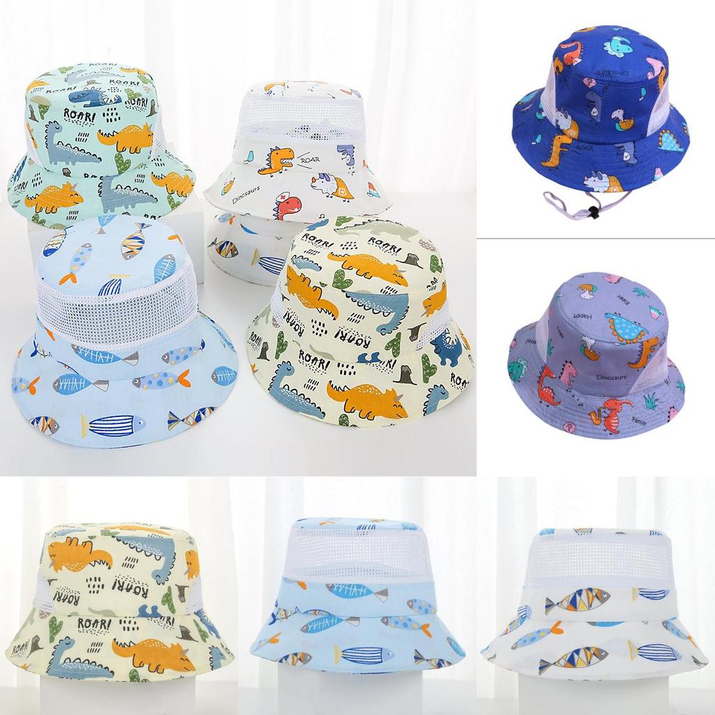 Kids Cartoon Fish Mesh Sun Hat With Breathable Cotton For Summer Outdoor Play