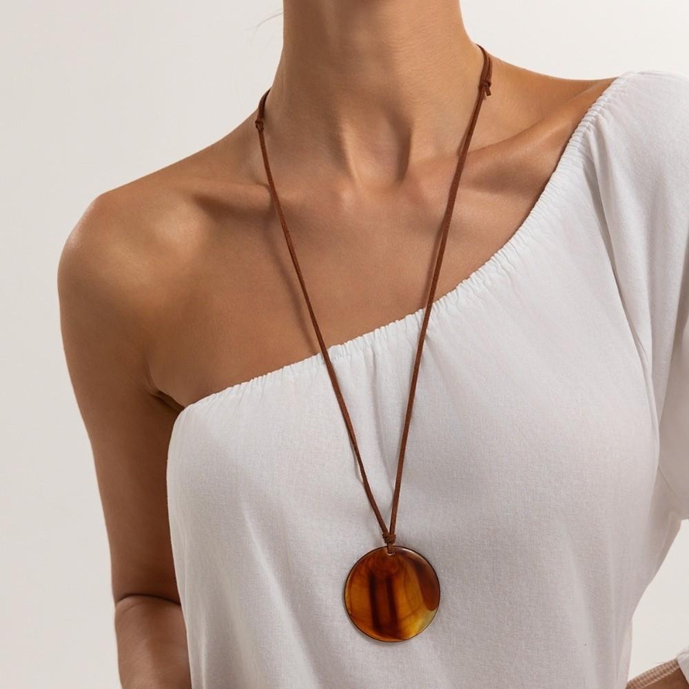 Swirl Dyed Gradient Resin Pendant Adjustable Bohemian Necklace Boho Outfit Styling