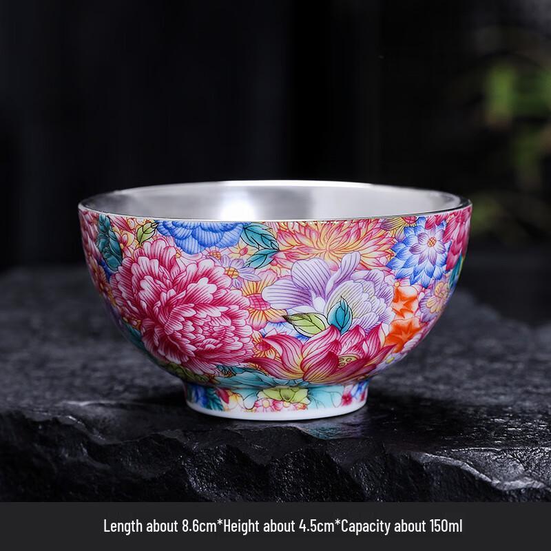 Chaxun 999 Gilded Silver Enamel Ceramic Gongfu Tea Set