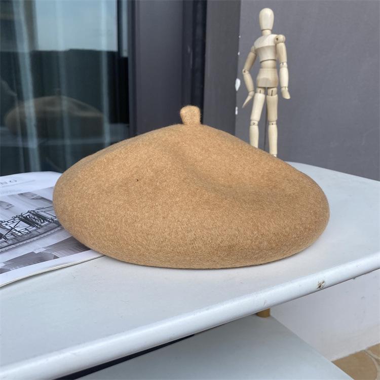 Upgraded Three-Dimensional Thickened Wool Beret Solid Color Versatile Painter Hat Warm Bud Hat Women