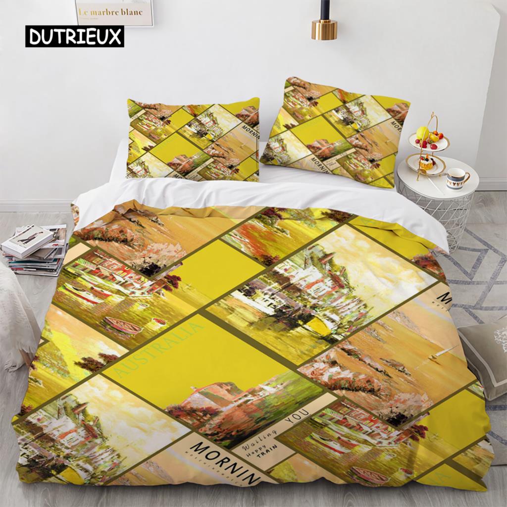 Geometric Flowers King Queen Duvet Cover Abstract Floral Bedding Set Colorful Modern Art Polyester Quilt Cover