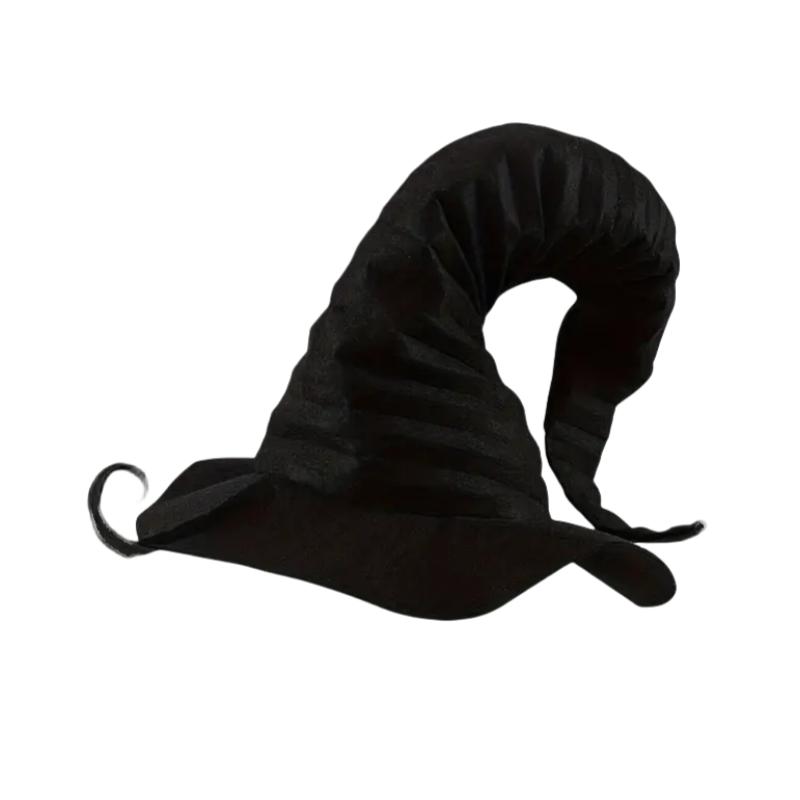 

Halloween Witch Hat Large Pleated Black Witch Cap with Pointed Brim&Swirling Design Christmas Party Cosplay Costume Props Decor