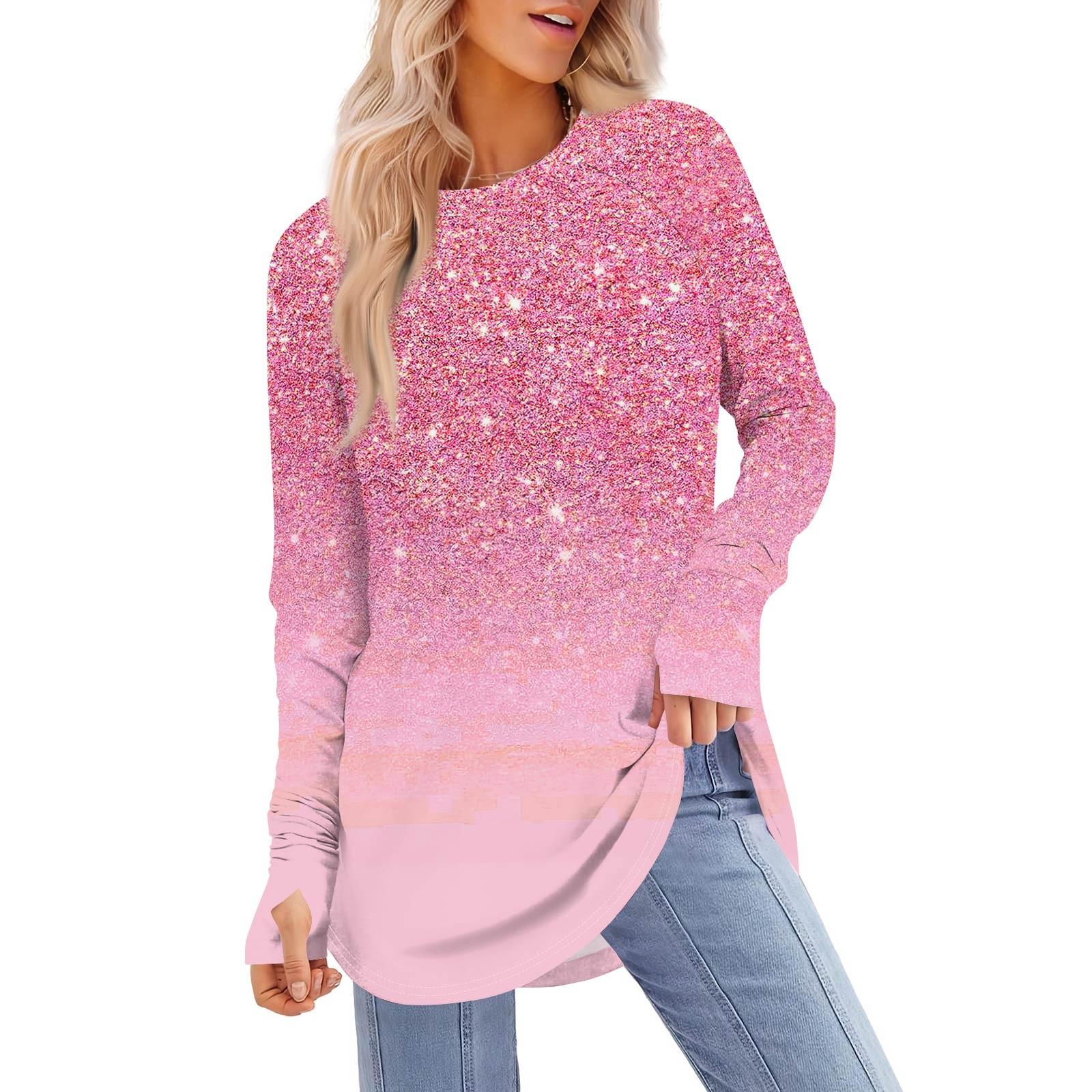 

Женская толстовка большого размера с графическим принтом, длинный рукав, спущенное плечо, круглая рубашка, топы, винтажная одежда S розовый