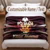 Wales Rugby Printed Flannel Blanket Custom Name Text Soft Warm Throw For Bedroom Holiday Gift