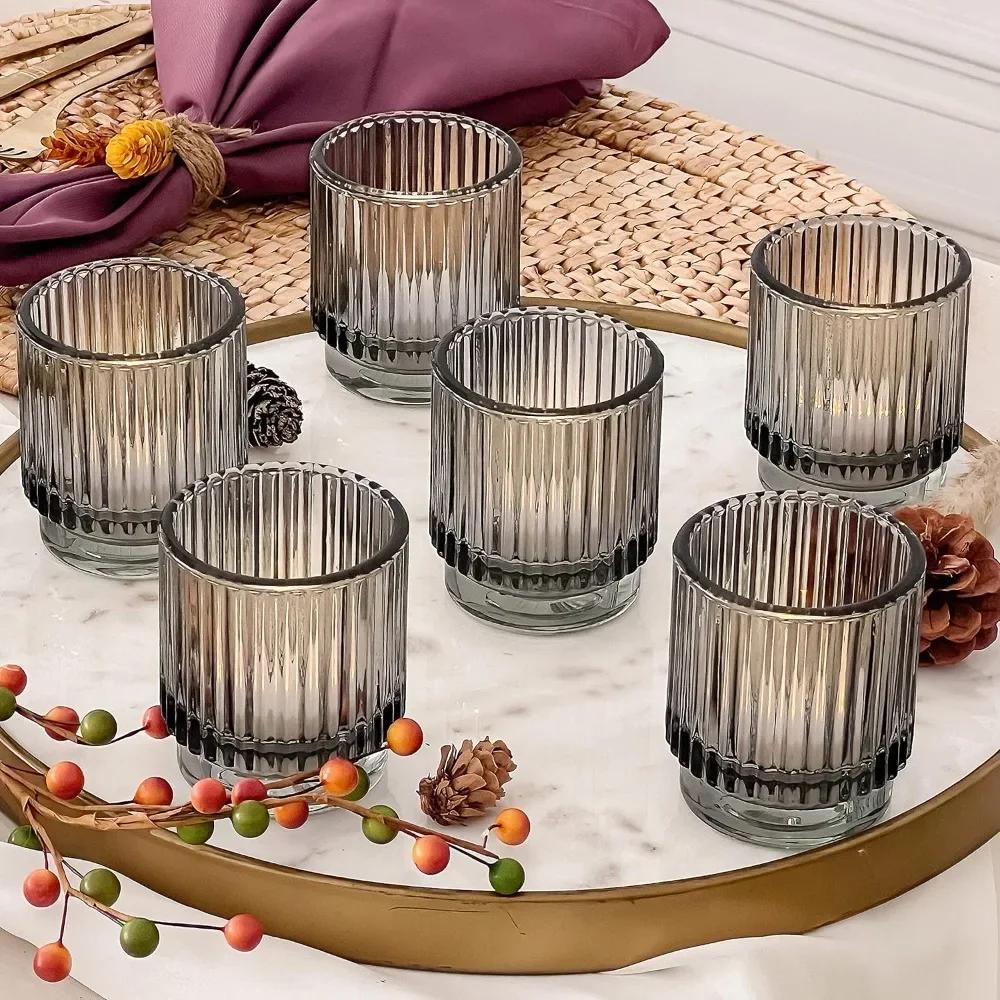 Glass Tealight & Votive Candle Holders Living Room Simplicity Desktop Dinner Candlestick for Party Home Wedding Decorations