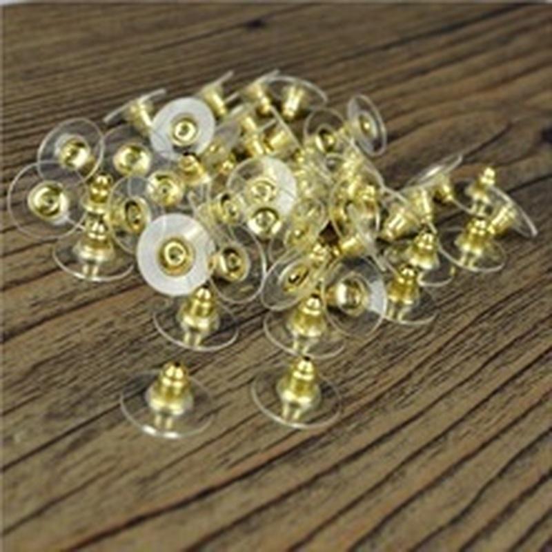 100pcs DIY Craft Accessories Silicon Stud Earring Earrings Back Stoppers Ear Post Nuts Jewelry Findings Components Gold and Silv