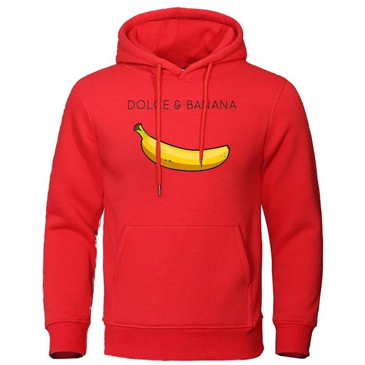 Fashion Women Hoodies Dolce Banana Printing Fleece Sweatshirt Loose Pullover Tops Warm Casual Pocket Sportswear Autumn