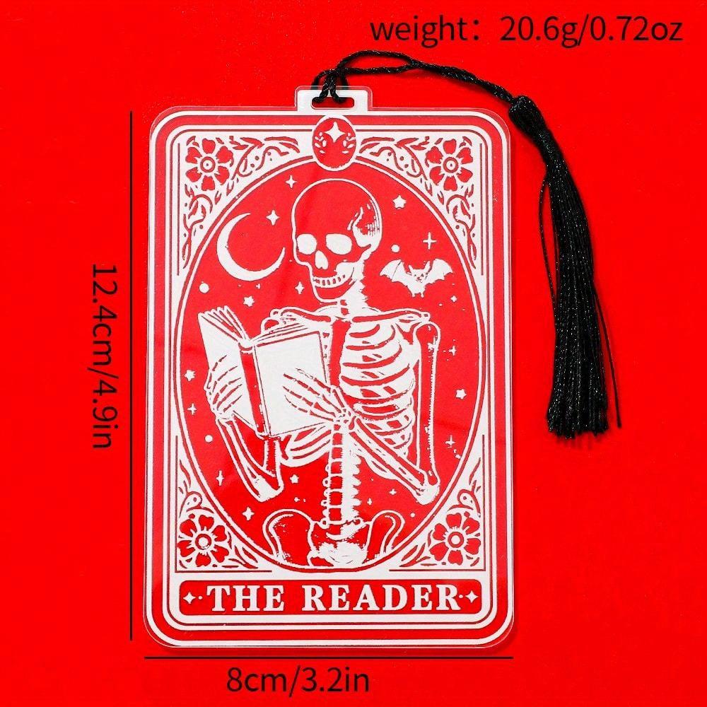 New Gothic Style Acrylic Bookmarks, Clear Skull Man Pattern Bookmarks, Stationery Book Accessories Reading Markers